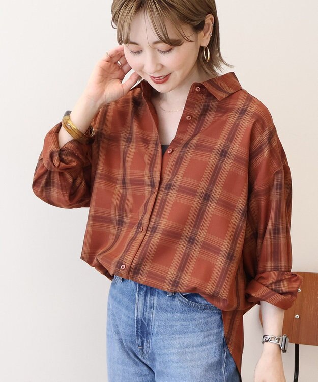 AMERICAN HOLIC イージーケアチェックシャツ【360°着こなしシャツ】 Orange