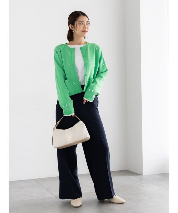 Te chichi パールビジューニットライトジャケット《2026 spring catalog item》 グリーン