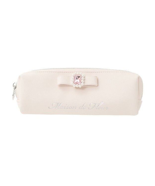 Maison de FLEUR パールビジュー合皮リボンロングポーチ Pink