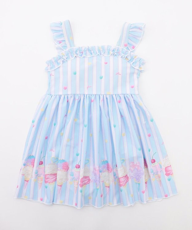 ANY KIDS 【UVカット】フリルワンピース水着 サックスブルー×アイス