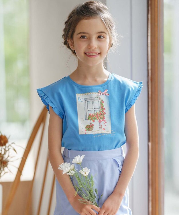 組曲 KIDS 【110-140㎝】夏休みの絵日記 Tシャツ シーブルー系