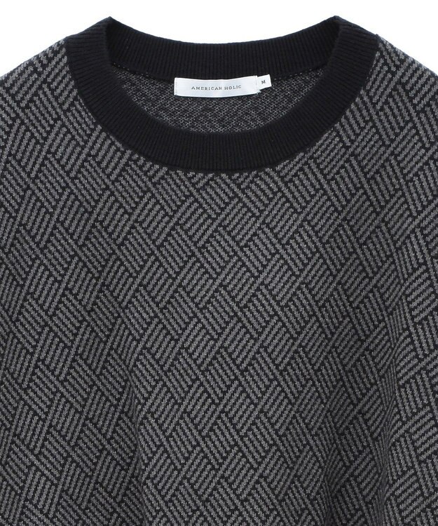 AMERICAN HOLIC バイパチ幾何学柄ニットプルオーバー Gray Mixture