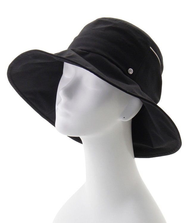 MOONBAT 【遮光100％/遮熱/UV】HIROKO KOSHINO(ヒロコ コシノ)遮光 ビッグリボンハット 帽子 広つば ゆったりMサイズ 手洗い可能/サイズ調整可能/日本製 ブラック