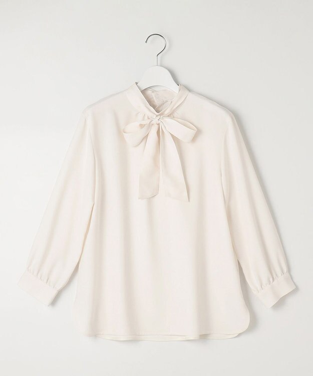 J.PRESS LADIES L 【洗える】ヌーディスバックサテン ボウタイ ブラウス アイボリー系