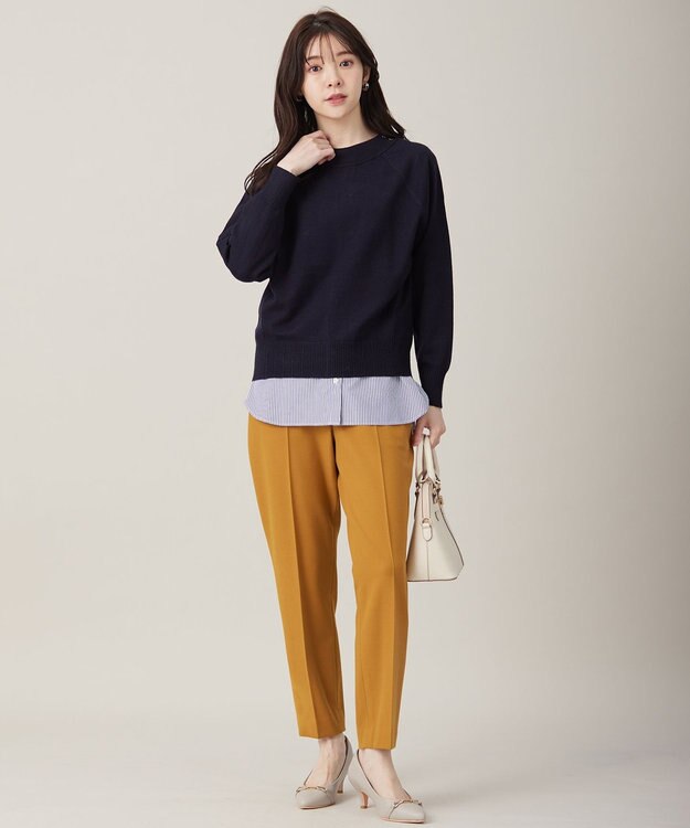 ANY SIS S 【CICA加工】ケーブルリブ ニット ネイビー