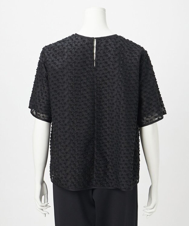 23区 L 【R(アール)】ランダムドットレース Aライン ブラウス ブラック系