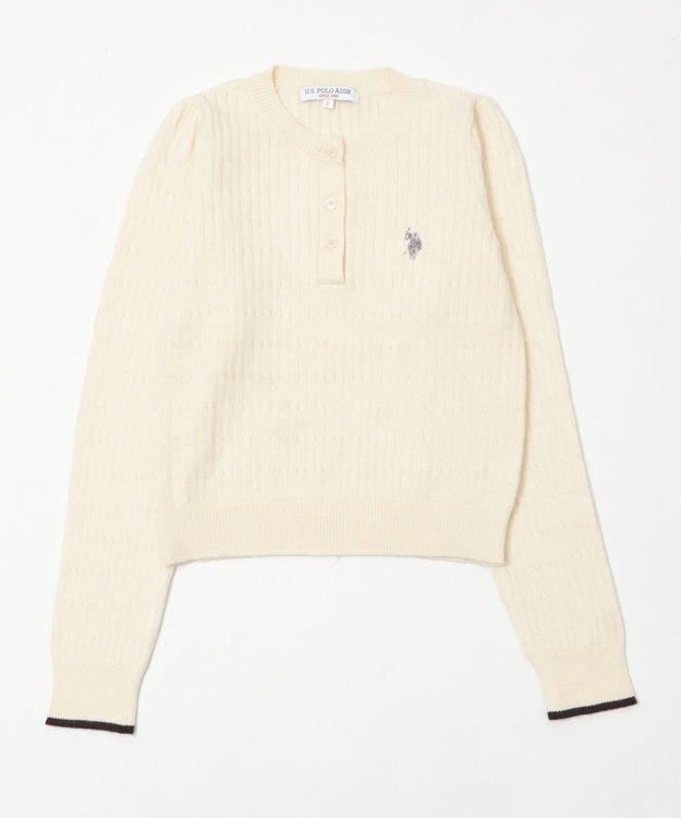 WEGO 【WEB限定/25年秋冬新作】別注USPOLOヘンリーネックニットPO ホワイトアイボリー