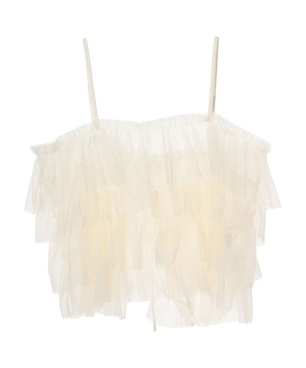 Green Parks ・ＥＬＥＮＣＡＲＥ　ＤＵＥ　２ｗａｙラメチュールフリルキャミ Ivory