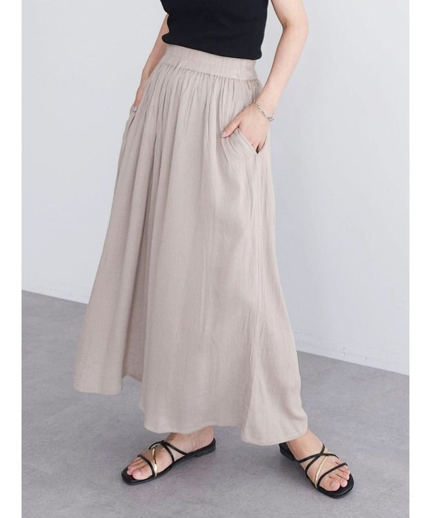 Green Parks レーヨンクレープスカーチョ Beige