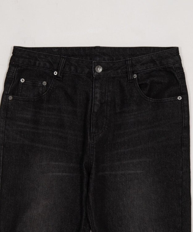 WEGO 【ユニセックス着用ITEM】シャーリングフレアデニムスキニーパンツ デニムブラックソノタ