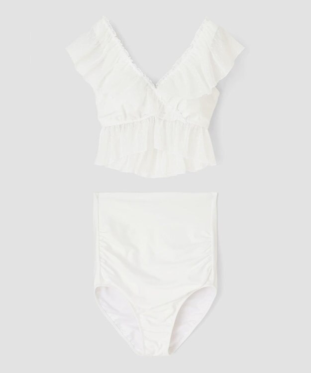 San-ai Resort（三愛水着楽園） 【San-ai Resort×PEACH　JOHNコラボ】【ナイスバディ水着】フリルワイヤービキニ　9M・11L　【San-ai Resort（サンアイリゾート）】 ホワイト