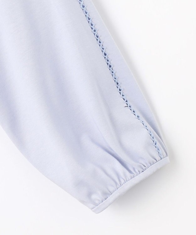 J.PRESS LADIES L 【洗える】プレーティングジャージー モックネックカットソー サックス系