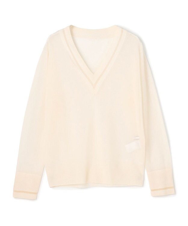 BEIGE， GOVERNOR / シアー Vネックチルデンニット Ecru