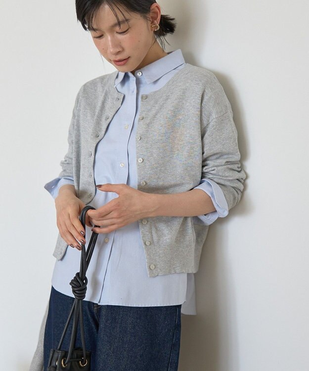 AMERICAN HOLIC コットンブレンドクルーネックカーディガン Gray Mixture