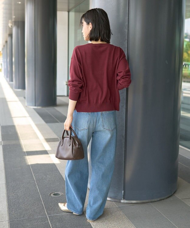 AMERICAN HOLIC コットンブレンドクルーネックカーディガン Bordeaux