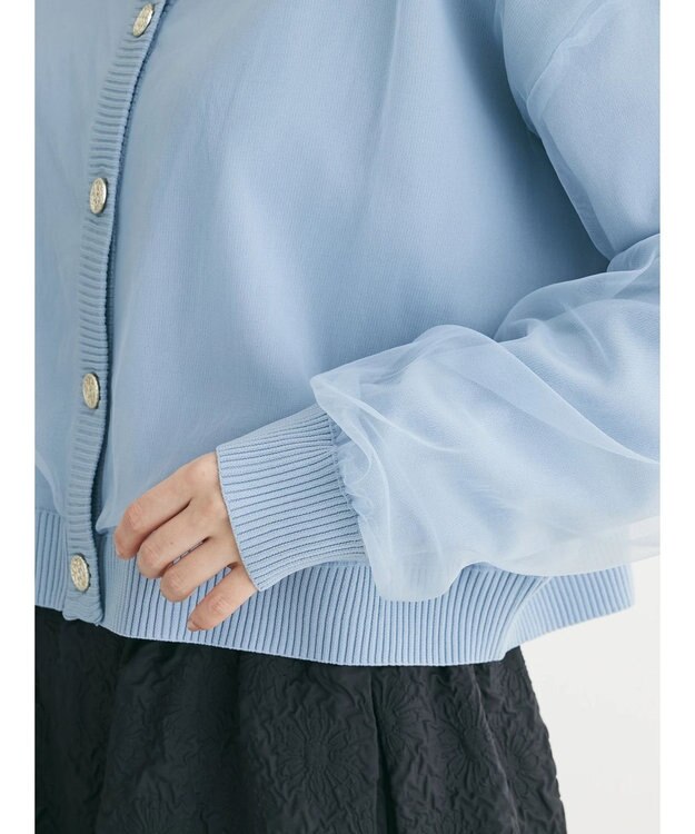 Green Parks ・ＥＬＥＮＣＡＲＥ　ＤＵＥ　２ｗａｙチュールレイヤーカーデ Sax