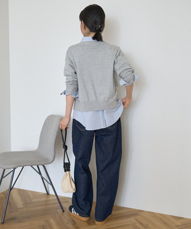 AMERICAN HOLIC コットンブレンドクルーネックカーディガン Gray Mixture