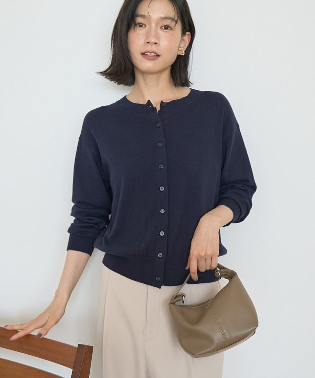 AMERICAN HOLIC コットンブレンドクルーネックカーディガン Dark Navy