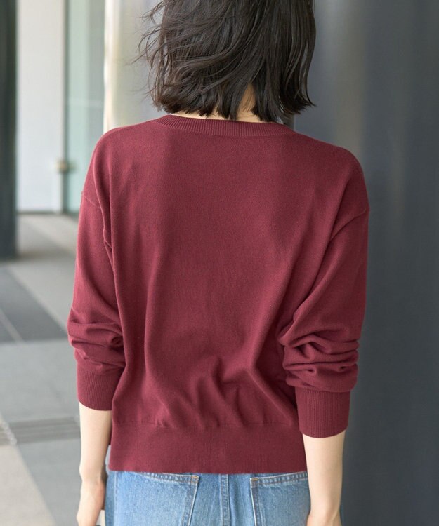 AMERICAN HOLIC コットンブレンドクルーネックカーディガン Bordeaux