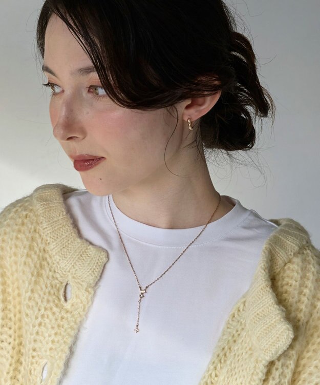 Phoebe 【金属アレルギー対応】ラディアンスビジューYラインネックレス　シャンパンゴールド シャンパンゴールド
