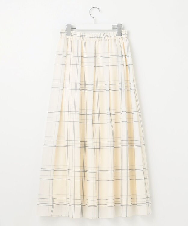 自由区 S 【SHIHOさん着用・洗える】エアリーウィンドウペンチェックプリント スカート エクリュ×グレー