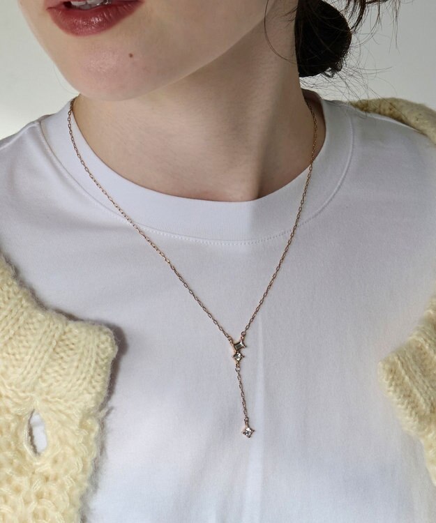 Phoebe 【金属アレルギー対応】ラディアンスビジューYラインネックレス　シャンパンゴールド シャンパンゴールド