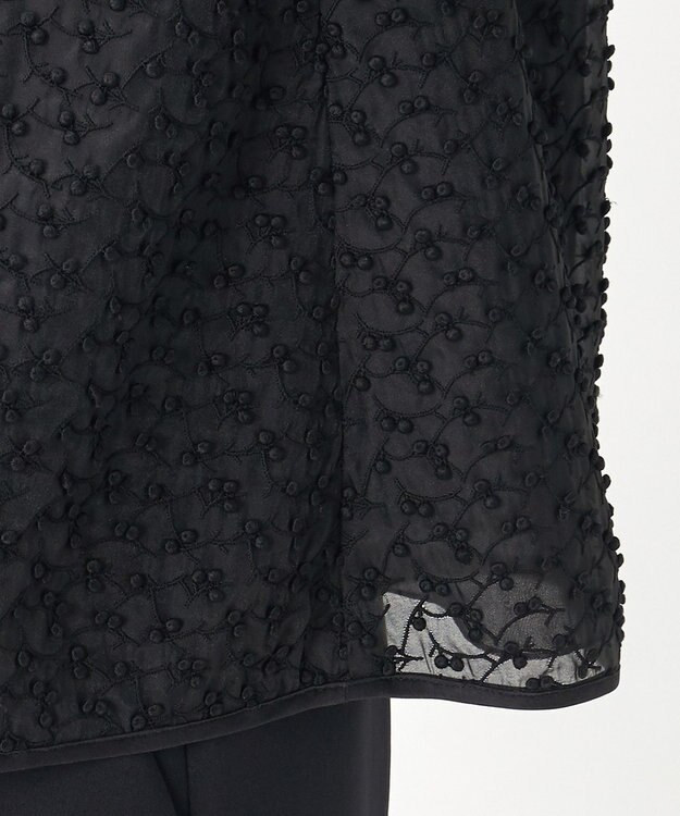 23区 L 【R(アール)】ランダムドットレース Aライン ブラウス ブラック系