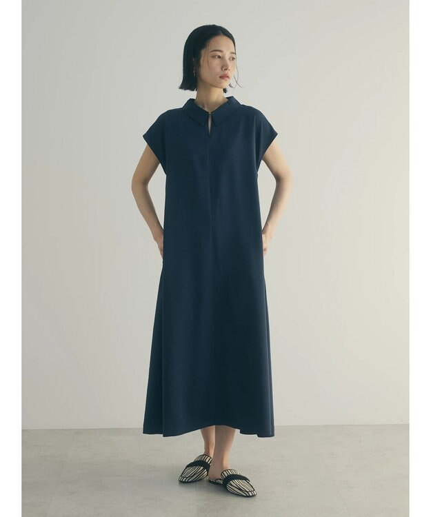 Green Parks armonia.襟付きフレアワンピース Navy