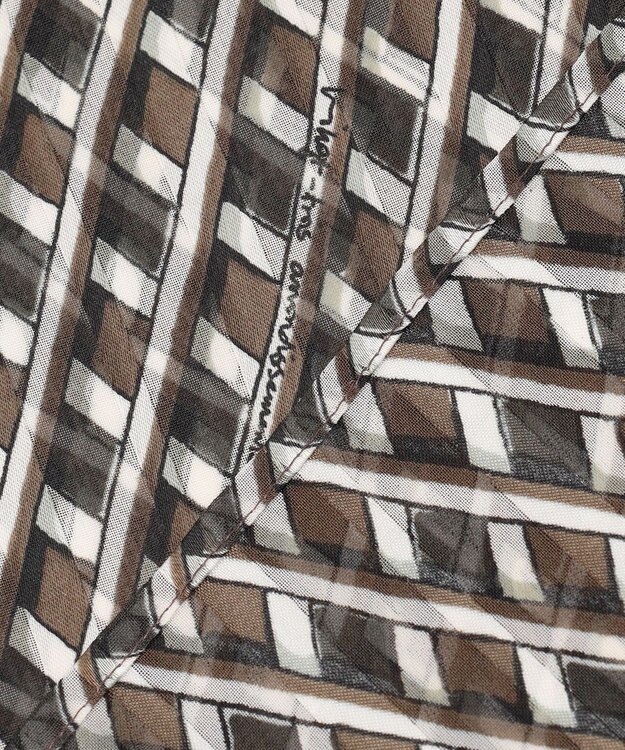 23区 L 【洗える】Ratti コラージュプリント ギャザー ブラウス ブラウンプリント