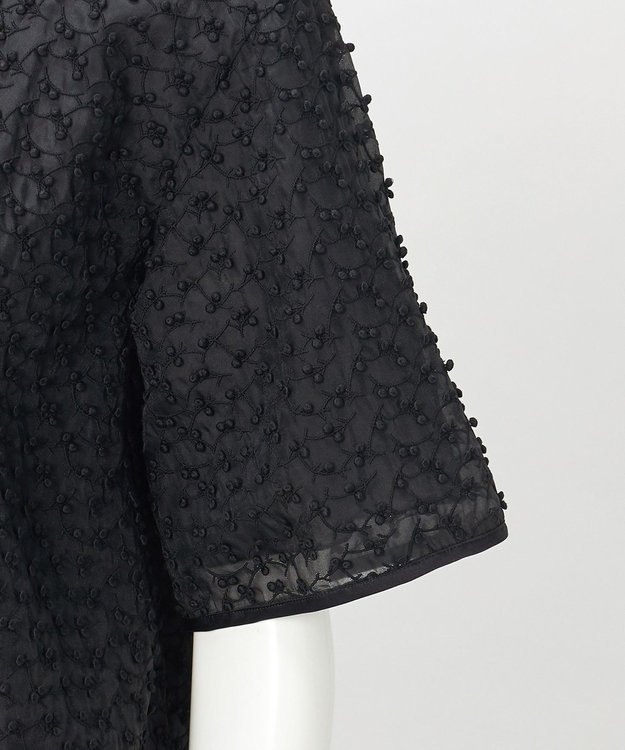 23区 L 【R(アール)】ランダムドットレース Aライン ブラウス ブラック系