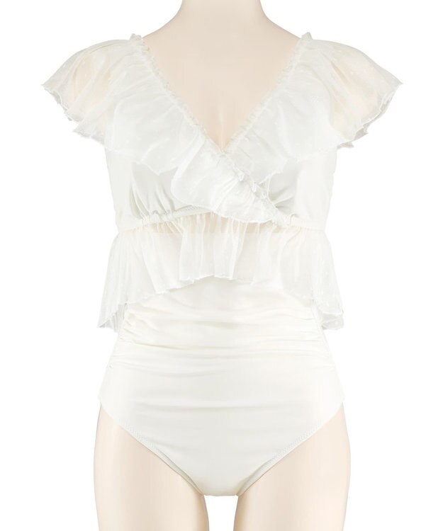 San-ai Resort（三愛水着楽園） 【San-ai Resort×PEACH　JOHNコラボ】【ナイスバディ水着】フリルワイヤービキニ　9M・11L　【San-ai Resort（サンアイリゾート）】 ホワイト