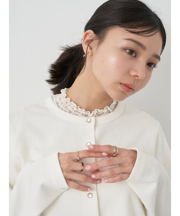 earth music&ecology パールスナップボタンカーディガン Ivory