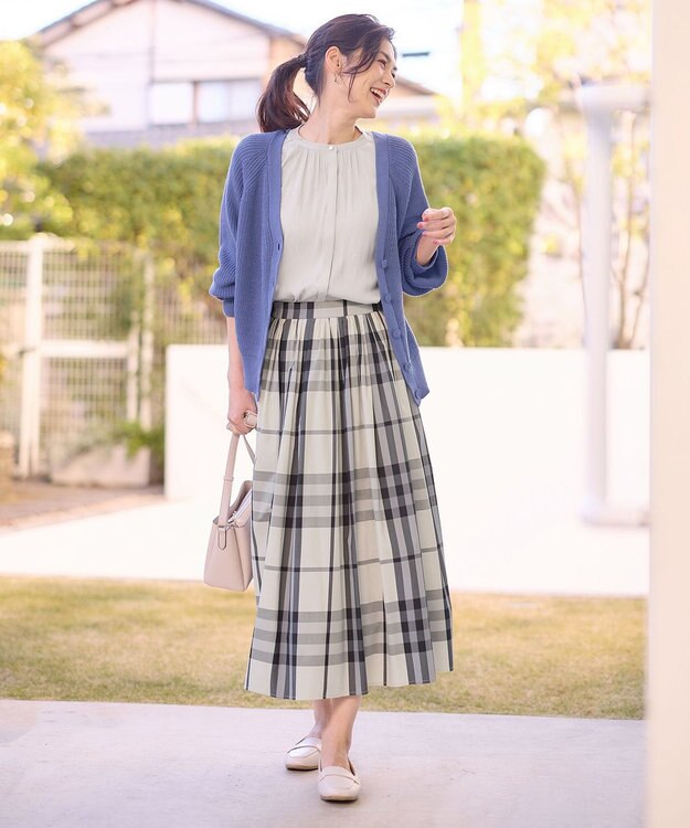 ANY 【洗濯機可/UVカット/アンチピリング】コットンＶネックカーディガン ブルー