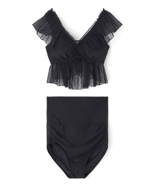 San-ai Resort（三愛水着楽園） 【San-ai Resort×PEACH　JOHNコラボ】【ナイスバディ水着】フリルワイヤービキニ　9M・11L　【San-ai Resort（サンアイリゾート）】 ブラック