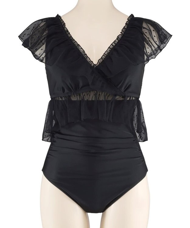 San-ai Resort（三愛水着楽園） 【San-ai Resort×PEACH　JOHNコラボ】【ナイスバディ水着】フリルワイヤービキニ　9M・11L　【San-ai Resort（サンアイリゾート）】 ブラック