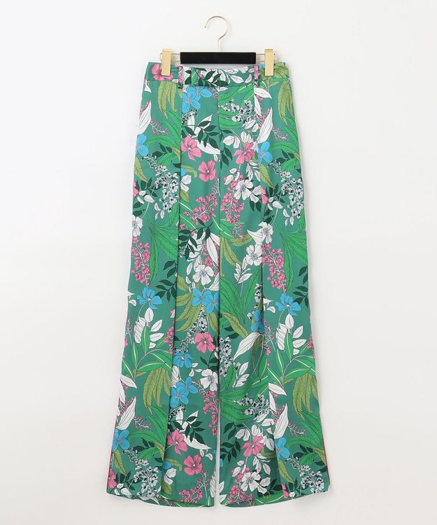 GRACE CONTINENTAL ボタニカルプリントワイドパンツ グリーン