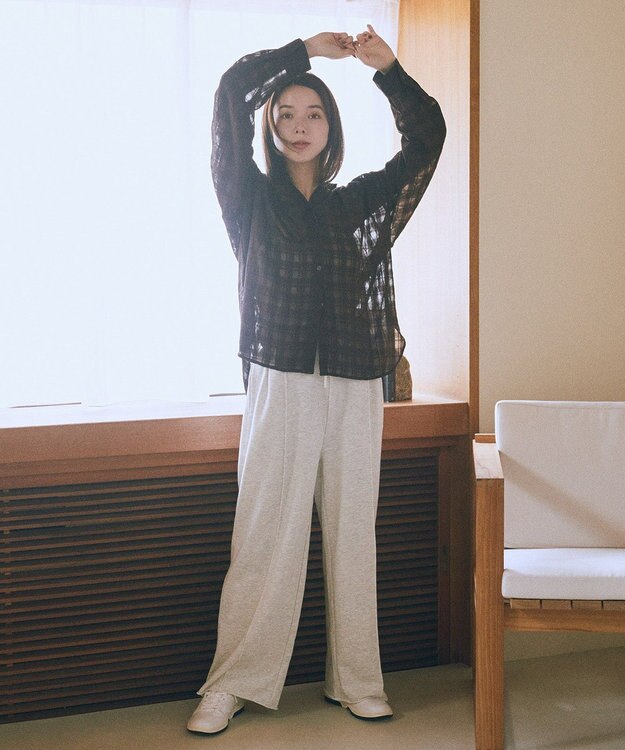 earth music&ecology センターシームタックスウェットパンツ Oatmeal