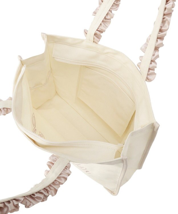 Maison de FLEUR ロゴ刺繍フリルハンドル帆布キャリーオンバッグ Pink