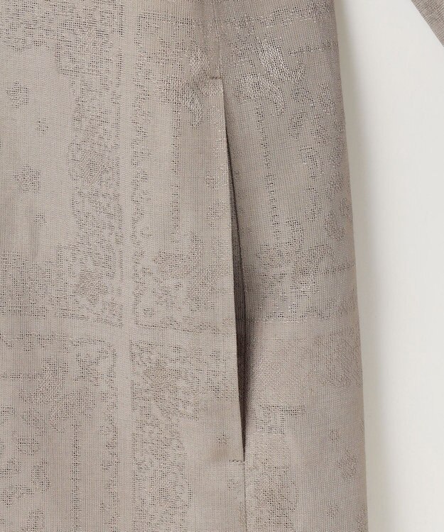 ICB 【日本製・洗える】ペイズリーレノクロス ノーカラージャケット クリームブラウン系