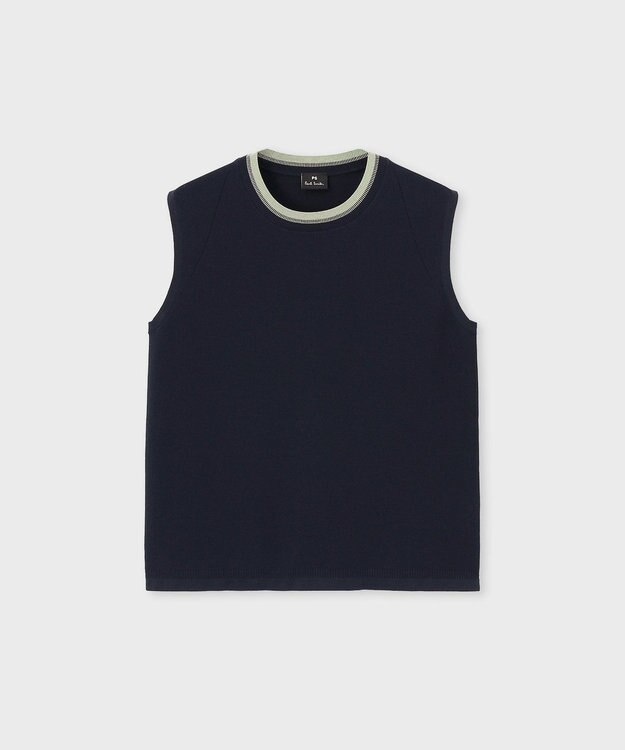 Paul Smith コントラストトリム ノースリーブニット ネイビー