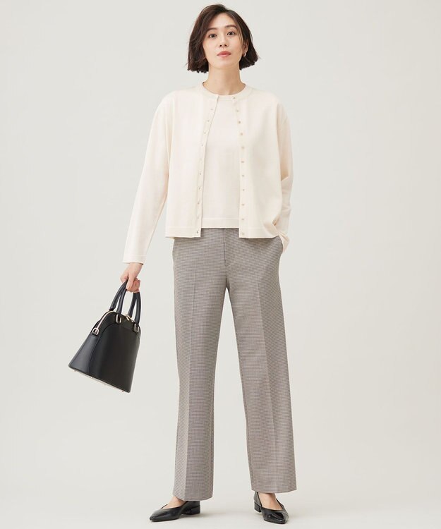 自由区 L 【アンサンブル対応・洗える】アセテートコットン カーディガン アイボリー