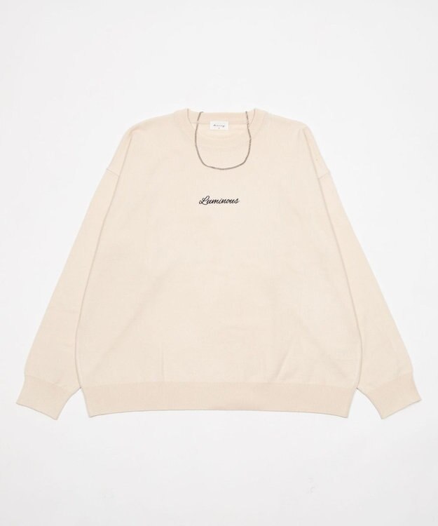 WEGO アクセ付きワンポイントニットプルオーバー（LS） オフホワイト