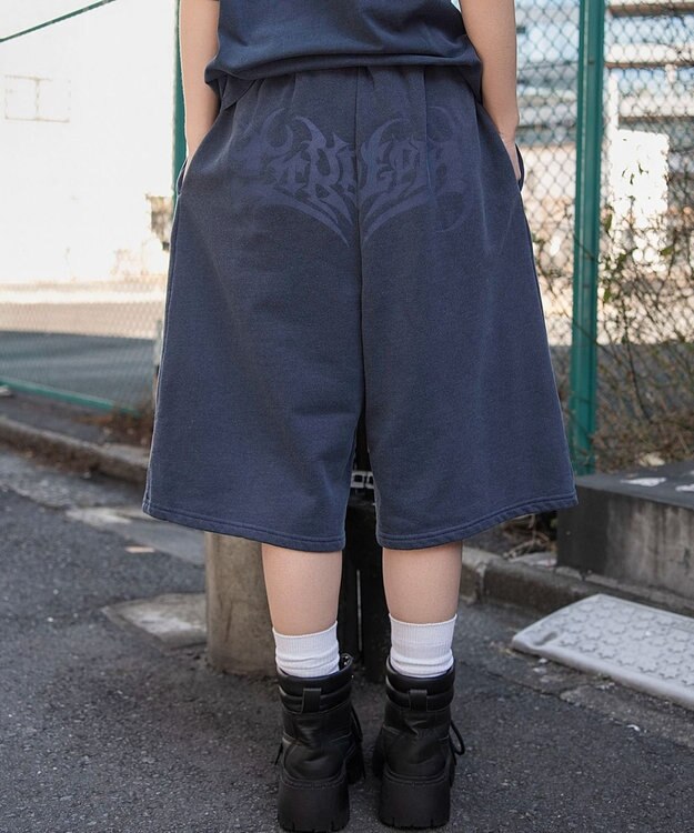 WEGO 【ユニセックス着用ITEM】ピグメントグラフィックショーツ ネイビー