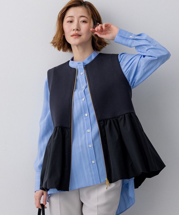 23区 【先行予約】コットンダンボール ペプラム ジレ アウター ネイビー系