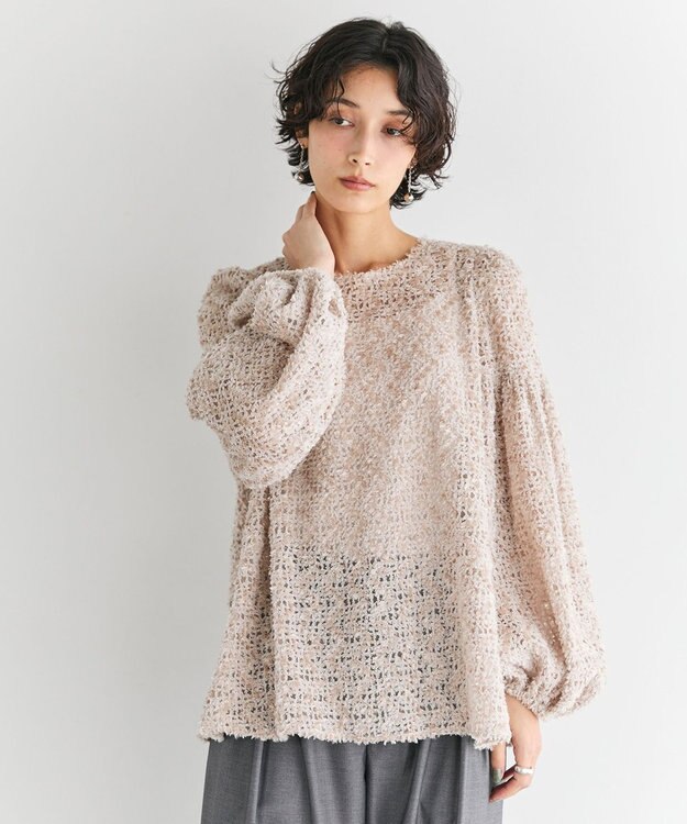 #Newans 【洗える】フィラッフィギャザースリーブブラウス ベージュ