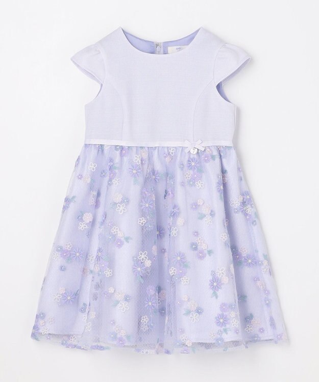 ANY KIDS 花柄刺繍ワンピース ラベンダー