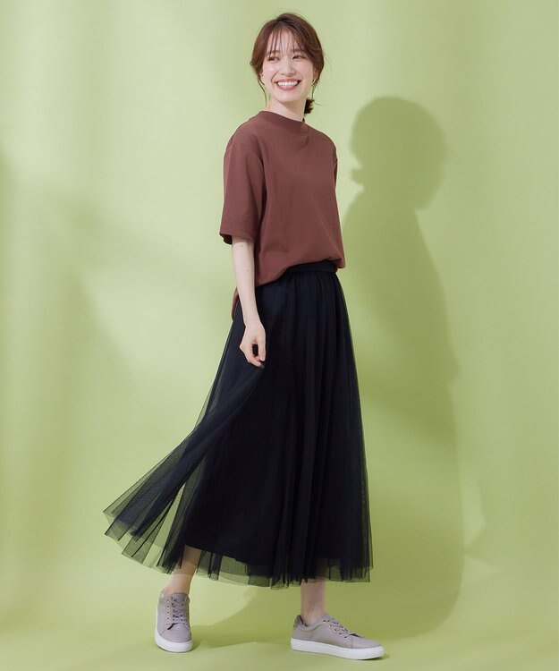 ANY 【ウエストゴム】チュールフレアースカート ブラック