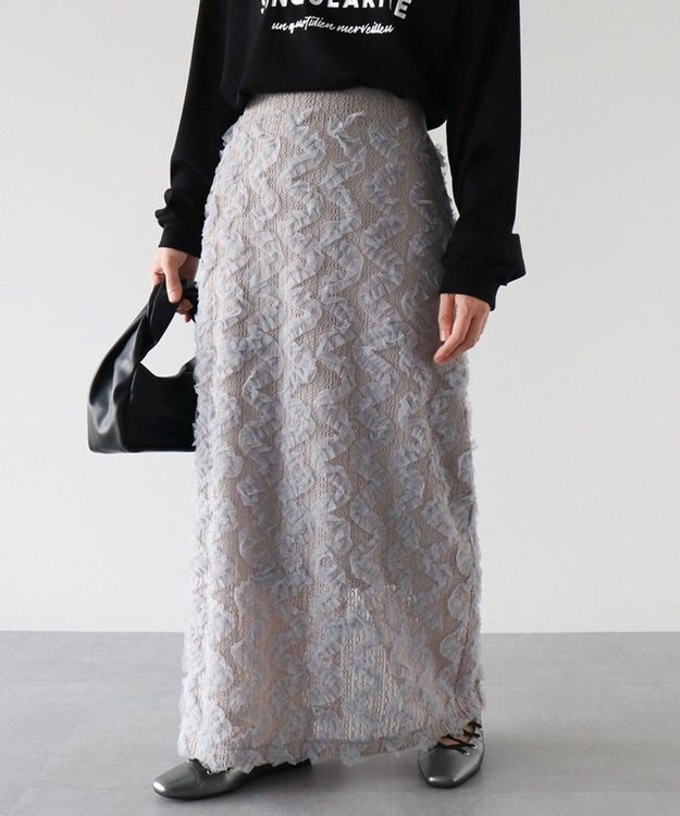 Green Parks チュールフリルＩラインスカート Gray