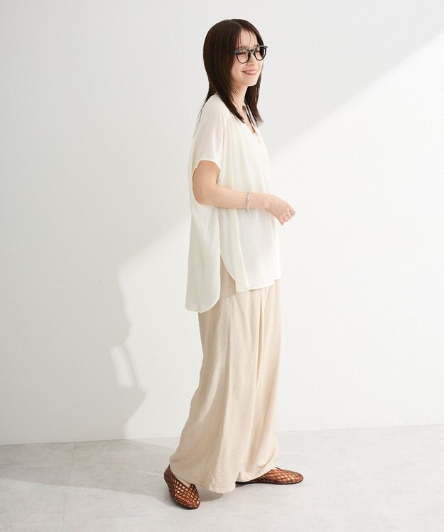 Green Parks フレンチスリーブリブドッキングシャツ Off White