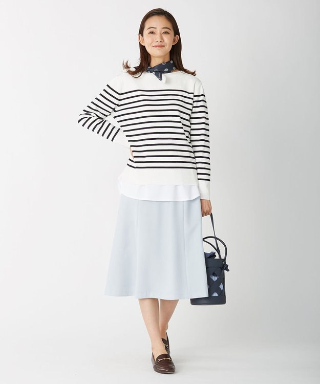 J.PRESS LADIES 【洗える・シワになりにくい】Garudaツイル フレアー スカート サックスブルー系